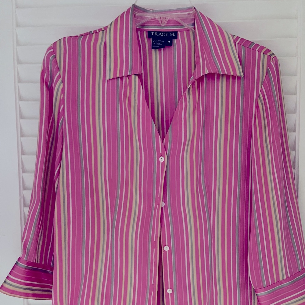 Silk button-down blouse by Tracy M